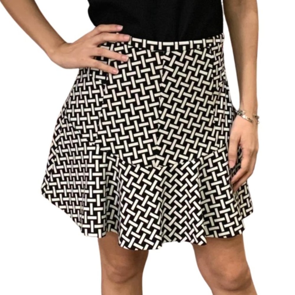 💙💖 Diane Von Furstenberg Printed Flounce Skirt Preppy Quiet Luxury Minimalist‎